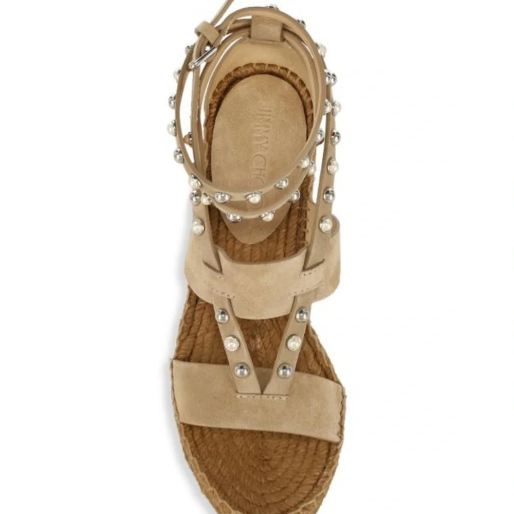 JIMMY CHOO
Danica Embellished Suede Espadrille Platform Wedges - Picture 4 of 10